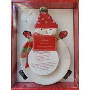 SNOWMAN Cheeseball  Plate And Spreader Set by Hallmark.